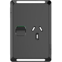 Pro Series, Single Power Point Skin, Vertical Mount, 250V, 10A, Clip-On - Black