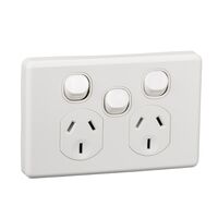 Classic C2000 Series, Switched Socket Outlet, Twin 250V 10A Removable Extra Switch Safety Shutter - White Electric