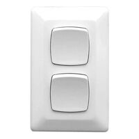 Prestige Series, Flush Switch, 2 Gang, 230/240V, 10A, Standard, Vertical - White Electric