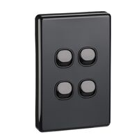 Classic C2000 Series, Flush Switch, 4 Gang, 250VAC, 10A, Standard, Vertical - Black