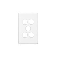 Classic C2000 Series, Switch Grid Plate and Cover, 5 Gang, Less Mechanism - White Electric