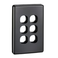 Classic C2000 Series, Switch Grid Plate and Cover, 6 Gang, Vertical - Black