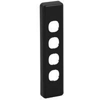 Classic C2000 Series, Switch Grid Plate and Cover, 4 Gang, Architrave - Black