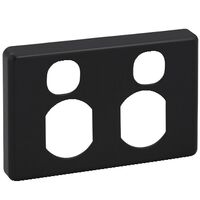 Classic C2000 Series, Socket Outlet Cover Plate, Horizontal Mount for Twin Switched Socket - Black