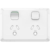 Pro Series, Twin Power Point Skin, Horizontal Mount, Round Earth, 250V, 10A, Clip-On - Extra Vivid White