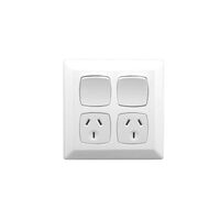 Prestige Series, Socket Switch, Twin 10A Shutter - White Electric