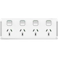 Pro Series, Quad Power Point, Horizontal Mount, 250V, 10A - Extra Vivid White