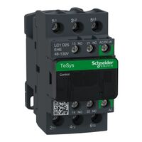 TeSys D, Contactor, TeSys Deca, 3P(3 NO), AC-3/AC-3e, 0 to 440V, 25A, 48-130VAC/DC coil