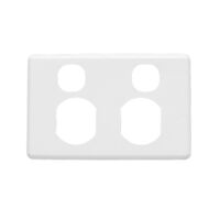 Classic C2000 Series, Socket Outlet Cover Plate, Horizontal Mount for Twin Switched Socket - White Electric