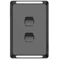 Pro Series, Switch Plate Skin, 2 Gang, Horizontal/Vertical Mount, Clip-On - Black