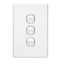 Classic C2000 Series, Flush Switch, 3 Gang, 250VAC, 10A, Vertical - White Electric
