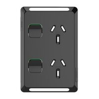 Pro Series, Twin Power Point Skin, Vertical Mount, 250V, 10A, Clip-On - Black