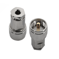 Hills Antenna UHF/PL-259 Connector Male Solder Centre Conductor - Clamp for LL195 & RG-58 Mini Cable - Nickel Plated Body - BC85279