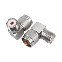 Hills Antenna UHF/PL-259 Male to UHF/SO-239 Female Right Angle Adaptor - Nickel Plated Body - BC85304