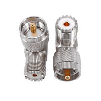 Hills Antenna UHF/PL-259 Male to UHF/SO-239 Female Right Angle Adaptor - Nickel Plated Body - BC85304