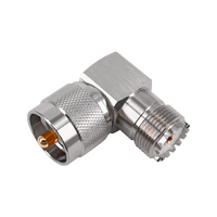 Hills Antenna UHF/PL-259 Male to UHF/SO-239 Female Right Angle Adaptor - Nickel Plated Body - BC85304