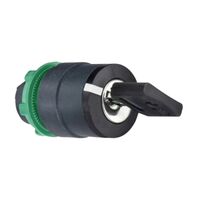 Harmony XB5, Key switch selector head, plastic, black, 22mm, key 455, 3 positions, spring return to center