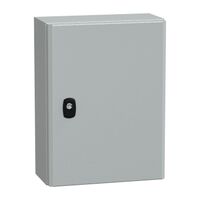 Spacial S3D, Wall mounted steel enclosure, plain door, with mounting plate, 400x300x150mm, IP66, IK10