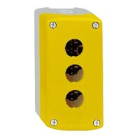 Harmony XALD XALK, Empty control station, plastic, yellow, 3 cut-outs, unmarked, 2 knock-outs for cable entry, UL/CSA certified