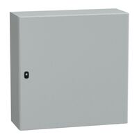 Spacial S3D, Wall mounted steel enclosure, plain door, with mounting plate, 800x800x300mm, IP66, IK10