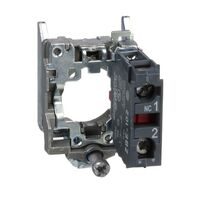 Harmony XB4, Single contact block with body fixing collar, metal, screw clamp terminal, 1NC