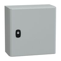 Spacial S3D, Wall mounted steel enclosure, plain door, with mounting plate, 300x300x150mm, IP66, IK10