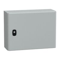 Spacial S3D, Wall mounted steel enclosure, plain door, with mounting plate, 300x400x150mm, IP66, IK10