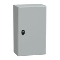 Spacial S3D, Wall mounted steel enclosure, plain door, with mounting plate, 500x300x200mm, IP66, IK10