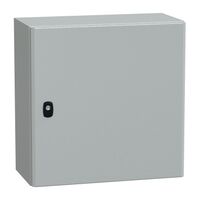 Spacial S3D, Wall mounted steel enclosure, plain door, with mounting plate, 500x500x250mm, IP66, IK10