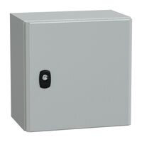 Spacial S3D, Wall mounted steel enclosure, plain door, with mounting plate, 300x300x200mm, IP66, IK10