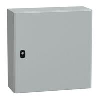 Spacial S3D, Wall mounted steel enclosure, plain door, with mounting plate, 500x500x200mm, IP66, IK10