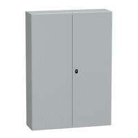 Spacial S3D, Wall mounted steel enclosure, double plain door, with mounting plate, 1400x1000x300mm, IP55, IK10