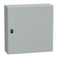 Spacial S3D, Wall mounted steel enclosure, plain door, with mounting plate, 600x600x200mm, IP66, IK10