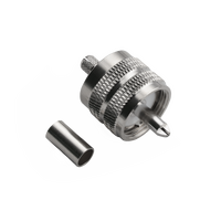 Hills Antenna UHF/PL-259 Connector Male Crimp for LL195 & RG-58 Mini Cable - Nickel Plated Body - BC85278