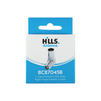 Hills Antenna BC87045B F-Type Female to PAL Male Right Angle Adaptor 2-Pack in Box - BC87045B