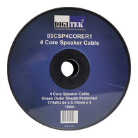 Digitek 4 Core 64 Strand/0.15mm Green Speaker Cable 100m Reel - 03CSP4CORER1