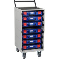 Cabinet Trolley c/w 7 Small PC Lid Cases- Blue - 33SCS7STA-BL