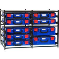 2 Large Drawer Frame + 7 Small Drawer Assembled c/w PC Lid Cases Blue Cases - 33SFD2L7SA-BL