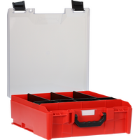 StorageTek Case Large Clear PC Lid c/w dividers-Red with Black Clasps - 33STLC-RD