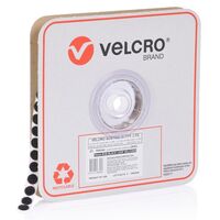 VELCRO VELCOINS, 16mm LOOP BLACK [1200] DOTS ON ROLL
