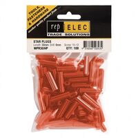 STAR PLUG RED 30mm (6mm DRILL), [100]