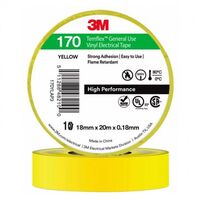 TAPE, VINYL ELECTRICAL 170 TEMFLEX, YELLOW, 18mm x 20m