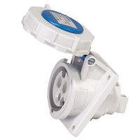 SOCKET, PANEL MOUNTED, ANGLED 3P, 230V, 16A, IP67, 6H,IEC309
