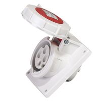SOCKET, PANEL MOUNTED, ANGLED 4P, 400V, 16A, IP67, 6H,IEC309