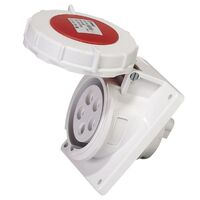 SOCKET, PANEL MOUNTED, ANGLED 5P, 400V, 16A, IP67, 6H,IEC309