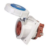SOCKET, PANEL MOUNTED, ANGLED 3P, 230V, 63A, IP67, 6H,IEC309