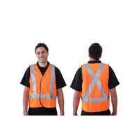 SAFETY VEST DAY/NIGHT USE ORANGE, X BACK REFL TAPE, LGE