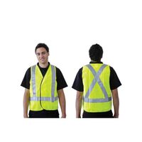 SAFETY VEST DAY/NIGHT USE YELLOW, X BACK REFL TAPE, LGE