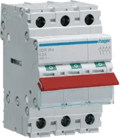 3-pole, 63A Modular Switch 50mm² with Red Toggle