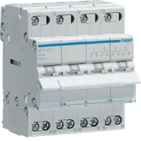 4-pole, 40A Centre Off Modular Changeover Switch with Top Common Point